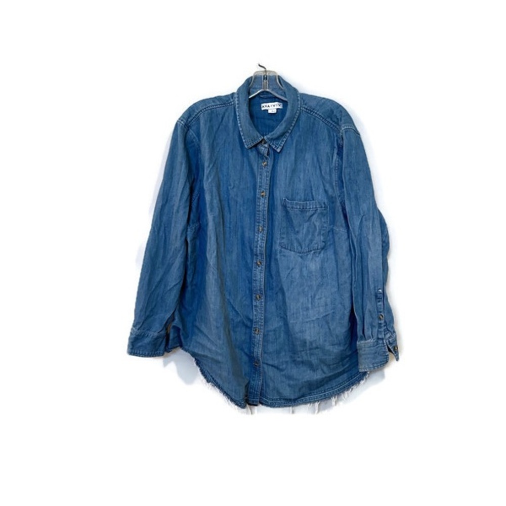 Ava & Viv Blue Button Down Shirt - Picture 6 of 6